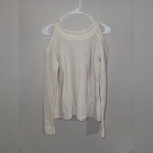 LOFT Bright White Cold Shoulder Sweater - Women's Size Small - Cut Out Shoulder